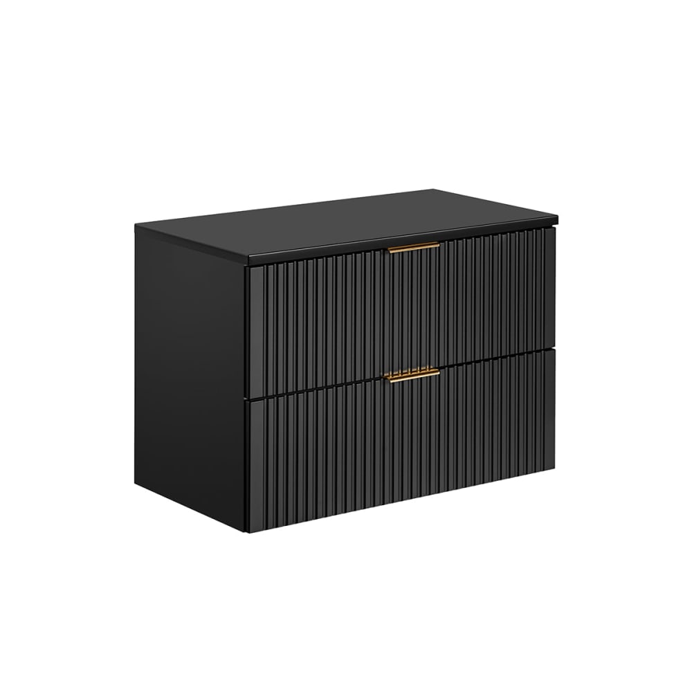 Meuble sous-vasque 80cm plan panneaux mélaminé et mdf noir Meuble sous-vasque 80cm plan panneaux mélaminé et mdf noir