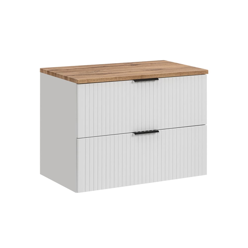 Petits meubles Waschbeckenunterschrank 80cm Melamin Weiß Weiß Spanplatte