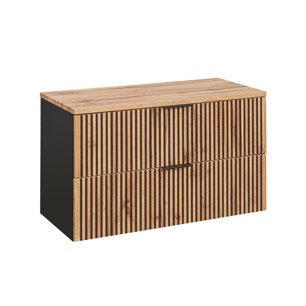Petits meubles Meuble sous-vasque 100cm plan panneaux mélaminé et mdf noir Noir Panneau De Particules - 101x59x46cm