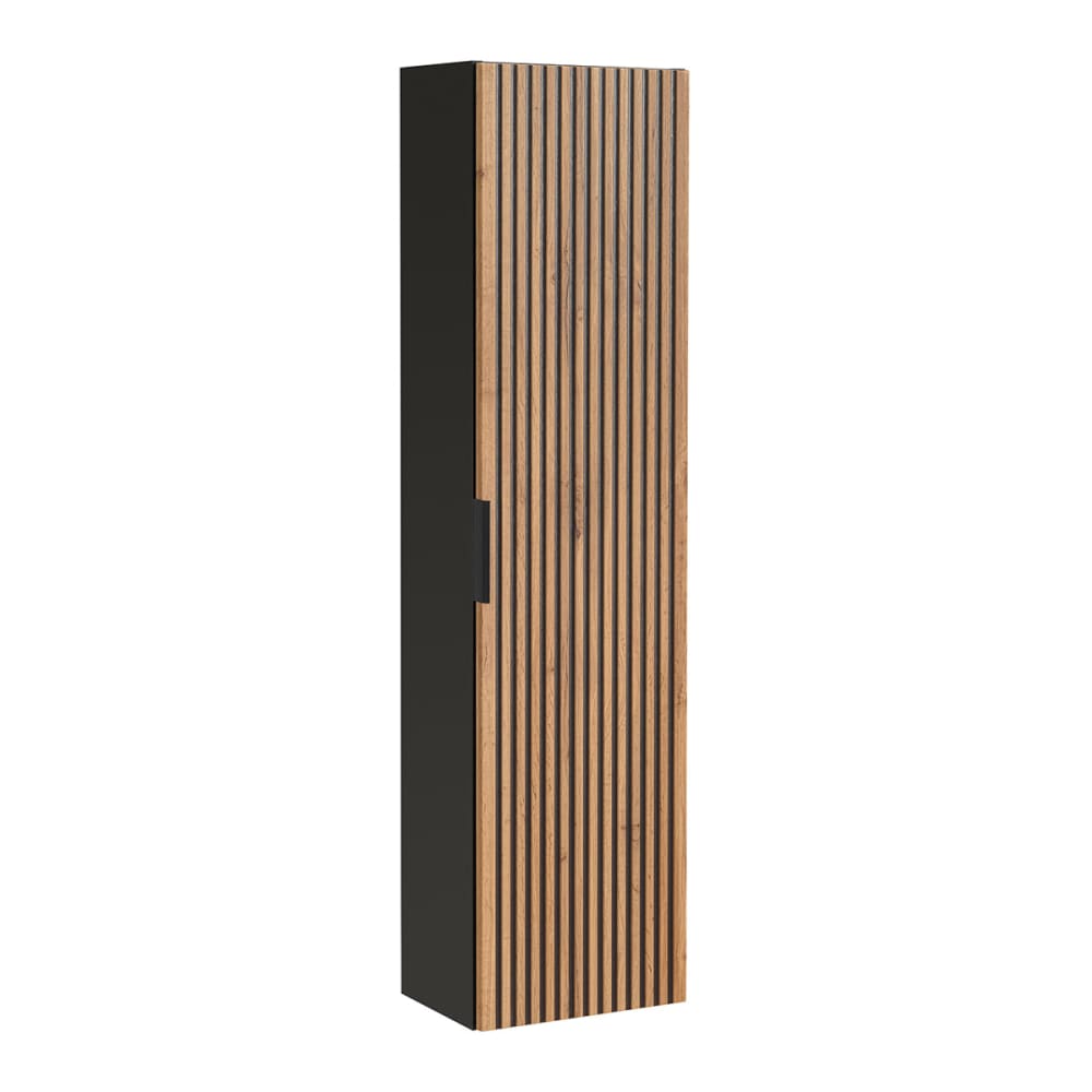 Petits meubles Gaia 1-türige Wandsäule Melamin Holz in Eichenoptik und Schwarz Schwarz Spanplatte
