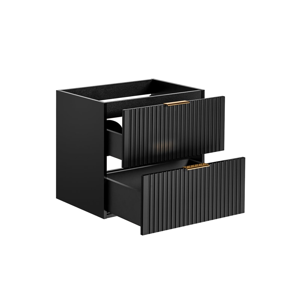 Waschbeckenunterschrank 60cm Schwarz Melamin Mattschwarz -