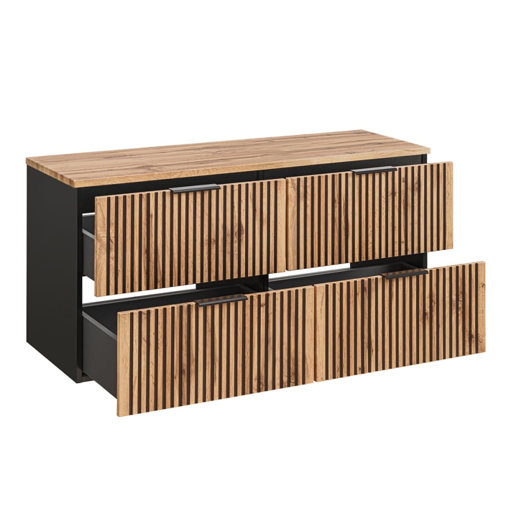 Waschbeckenunterschrank 120cm Melamin Holz in Eichenoptik und