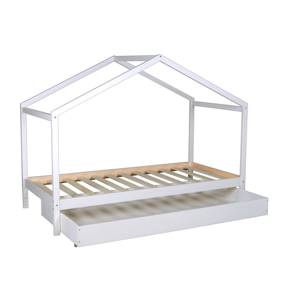 Lit cabane avec 1 tiroirs, blanc, 90x190 cm