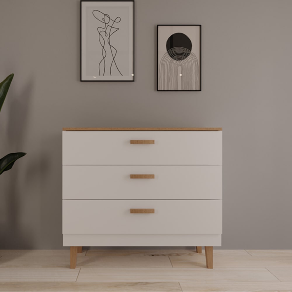 Kommode mit 3 Schubladen Platten Weiß - Maisons Du Monde
