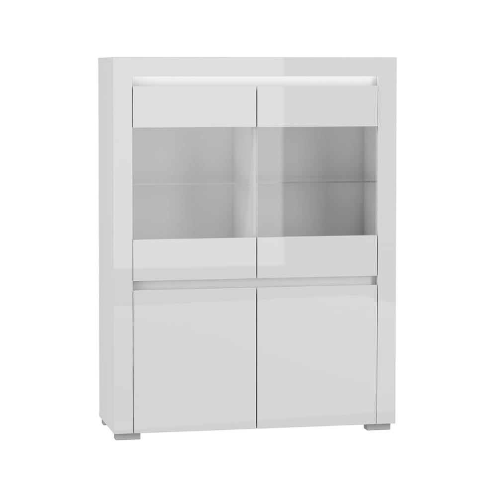 Vajillero 4 puertas con LED estratificado Blanco