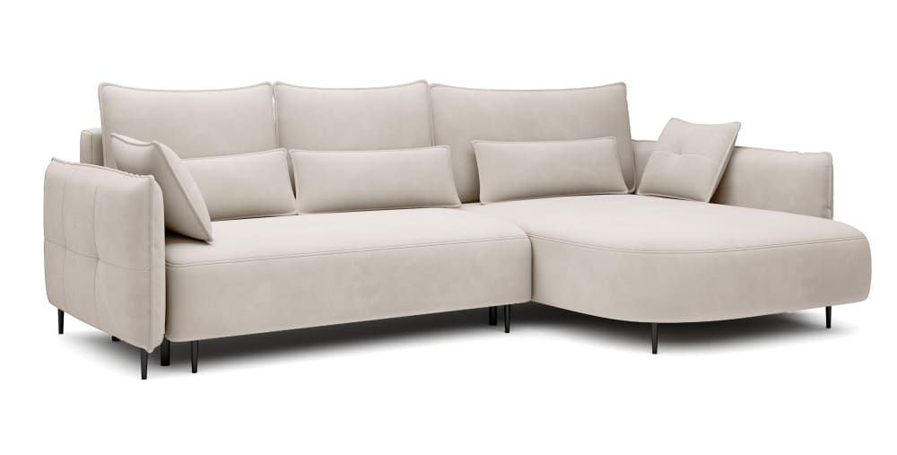 Selsey Ecksofa mit Veloursbezug, Creme, rechtsseitig style modern Beige Samt