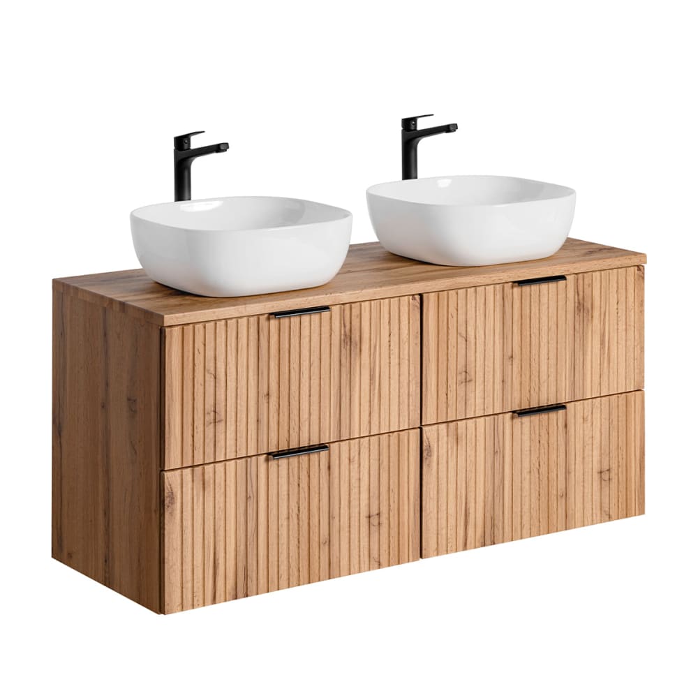 Meuble double vasque 120cm panneaux mélaminé et mdf marron