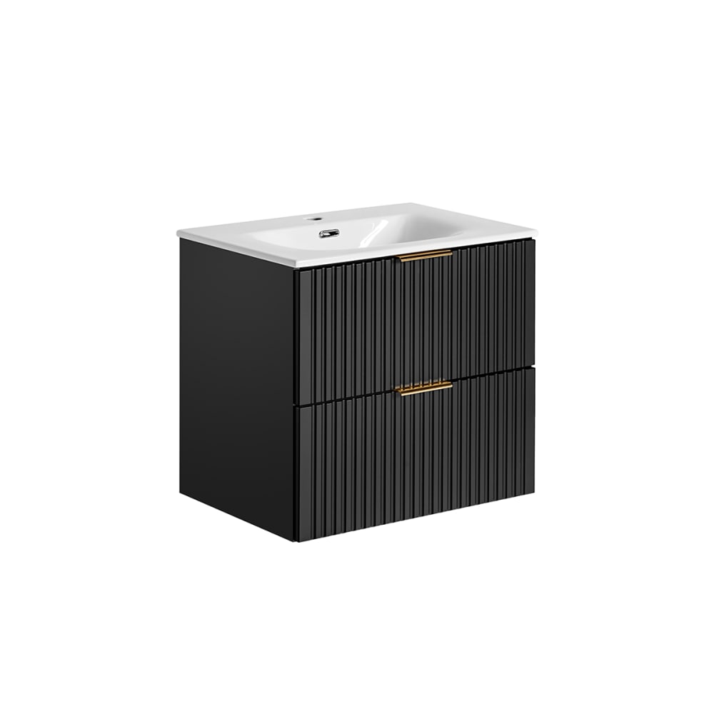 Meuble vasque encastrée stratifiés noir mat