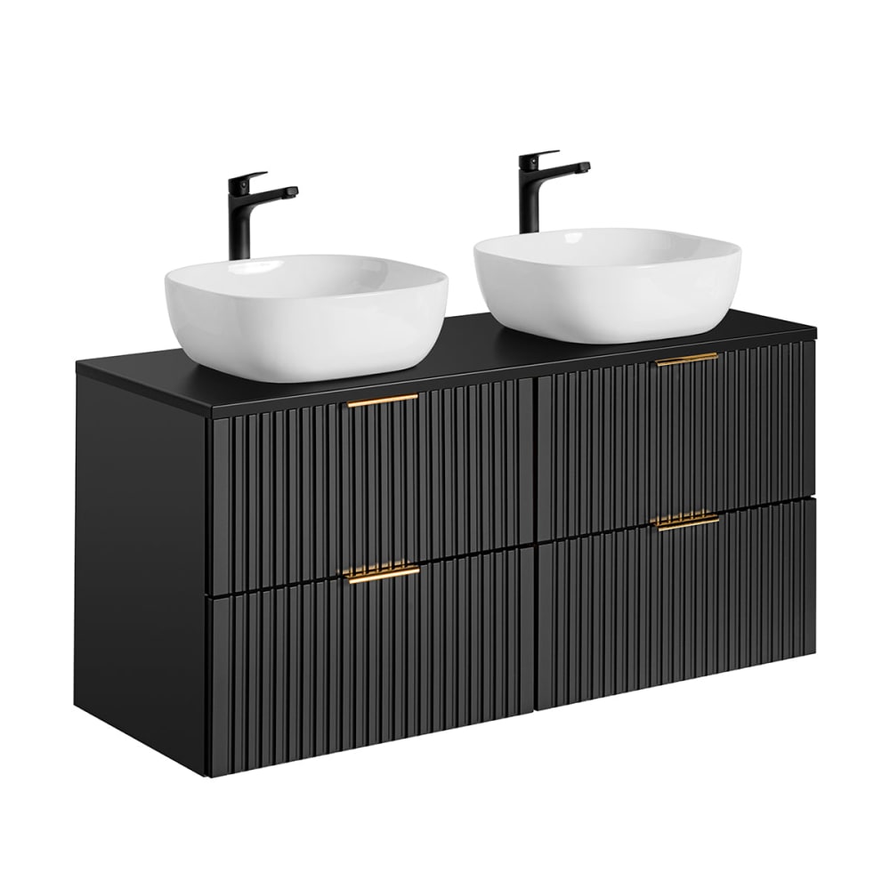 Meuble double vasque 120cm panneaux mélaminé et mdf noir Meuble double vasque 120cm panneaux mélaminé et mdf noir