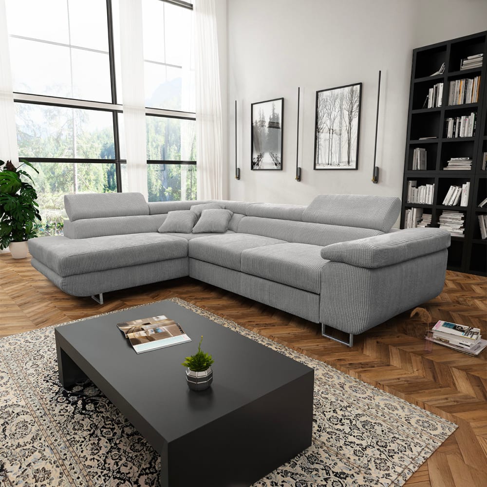 Petits meubles Canapé d'angle convertible gauche bois de pin gris