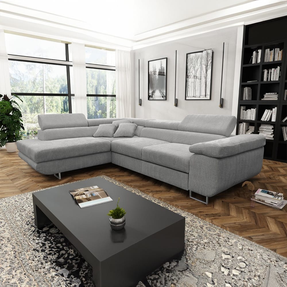 Canapé d'angle convertible gauche bois de pin gris - Maisons du Monde