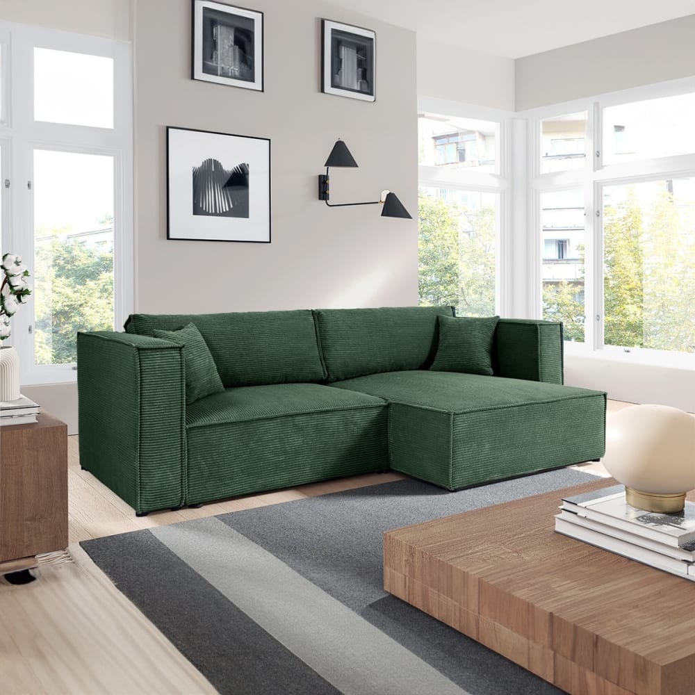 Canapé d'angle réversible convertible bois de pin vert - Maisons du Monde