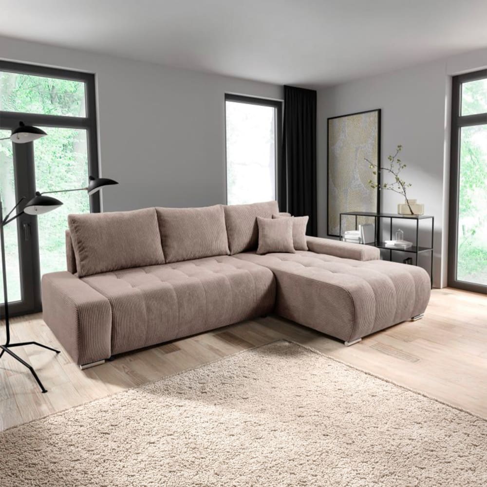 Petits meubles Canapé d'angle convertible droit bois de pin marron