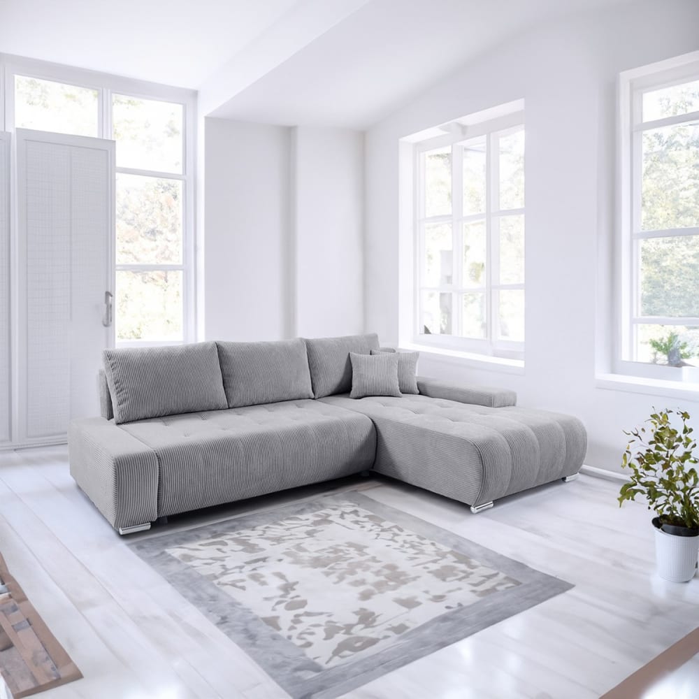 Canapé d'angle convertible droit bois de pin gris - Maisons du Monde