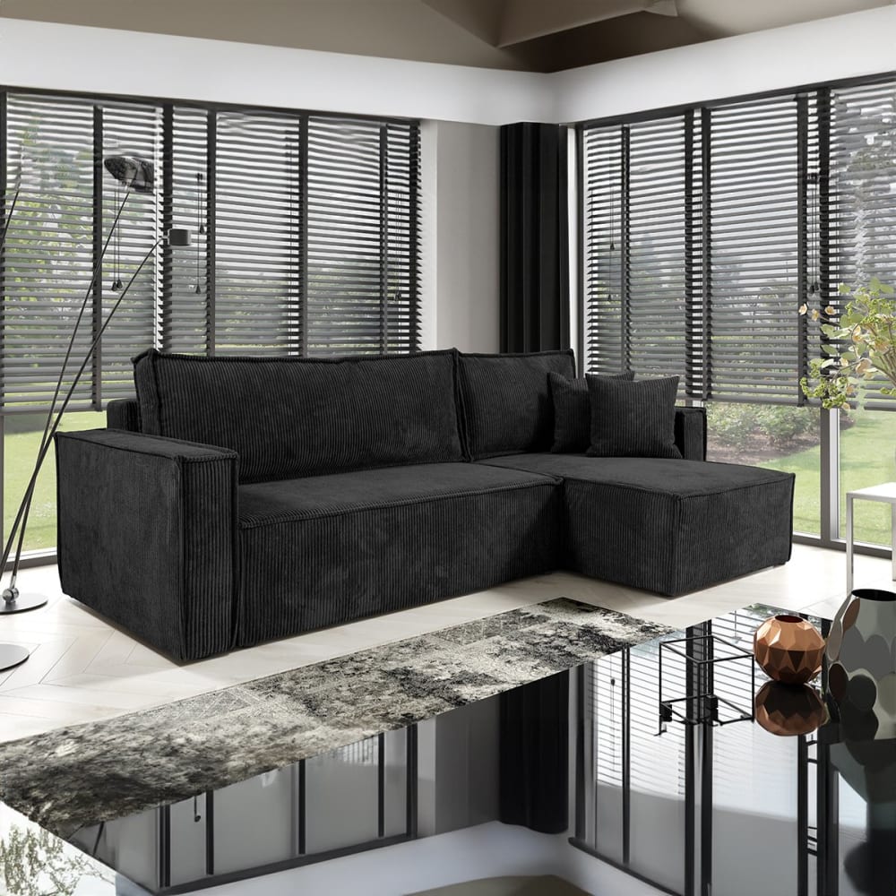 Canapé d'angle réversible convertible bois de pin noir - Maisons du Monde