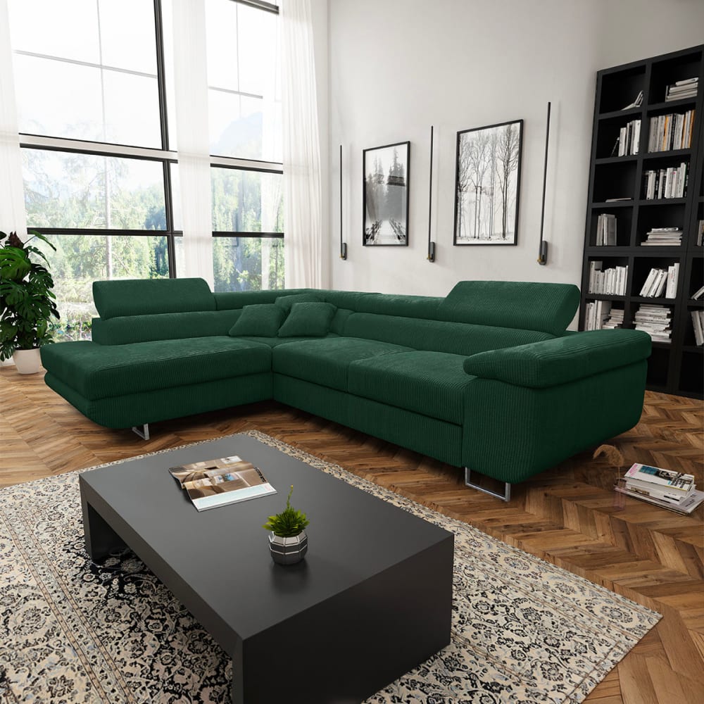 Petits meubles Canapé d'angle convertible gauche bois de pin vert