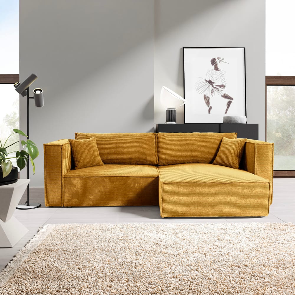 Petits meubles Canapé d'angle réversible convertible bois de pin jaune