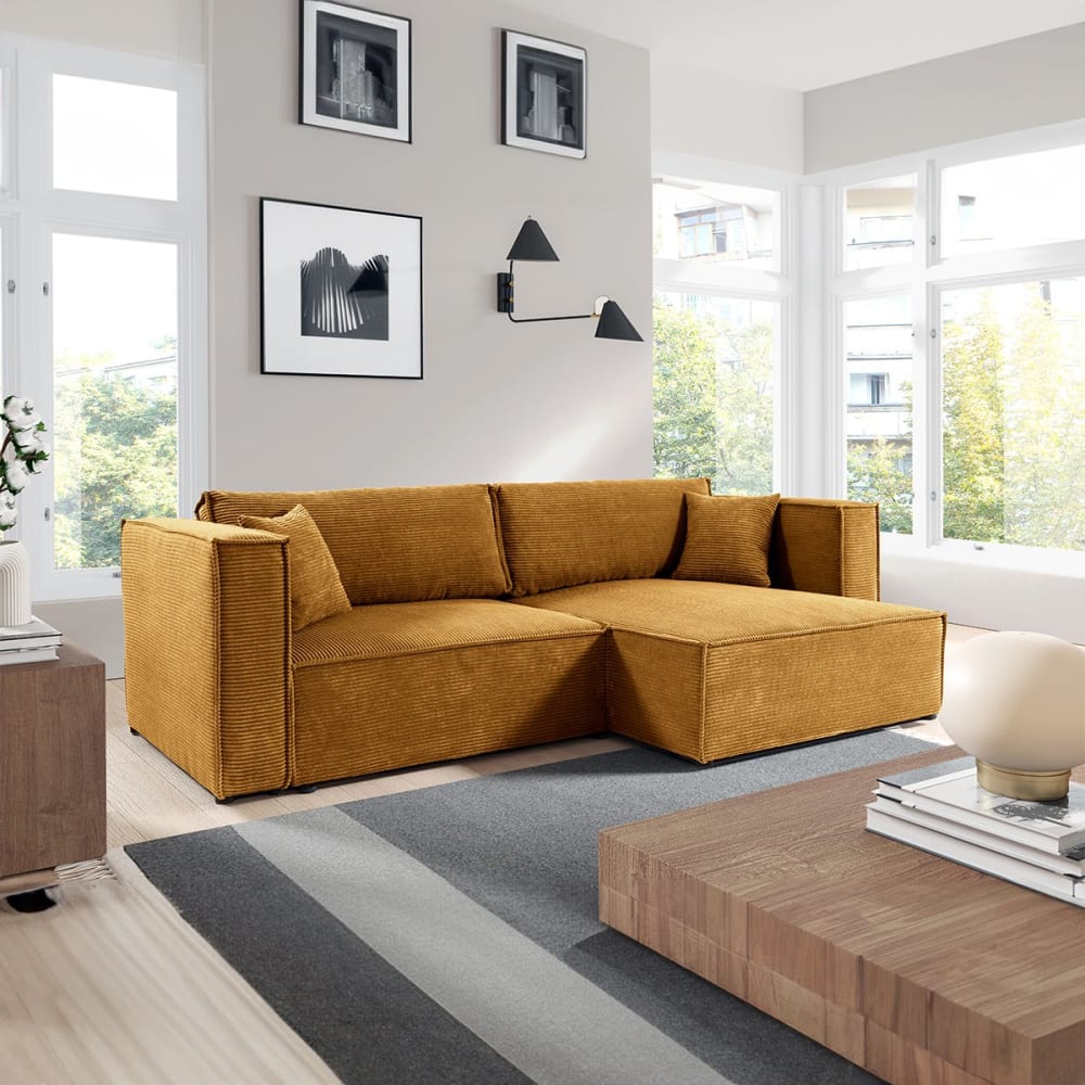 Canapé d'angle réversible convertible bois de pin jaune - Maisons du Monde