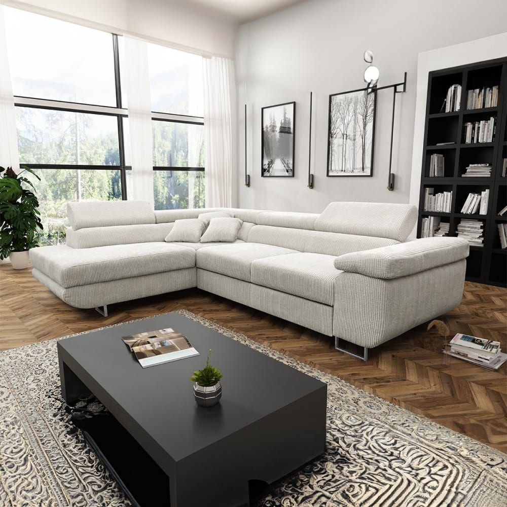Canapé d'angle convertible gauche bois de pin blanc - Maisons du Monde