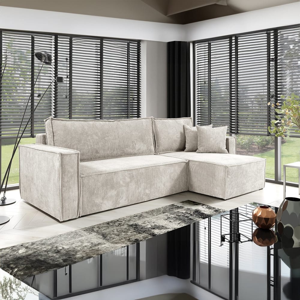 Canapé d'angle réversible convertible bois de pin blanc