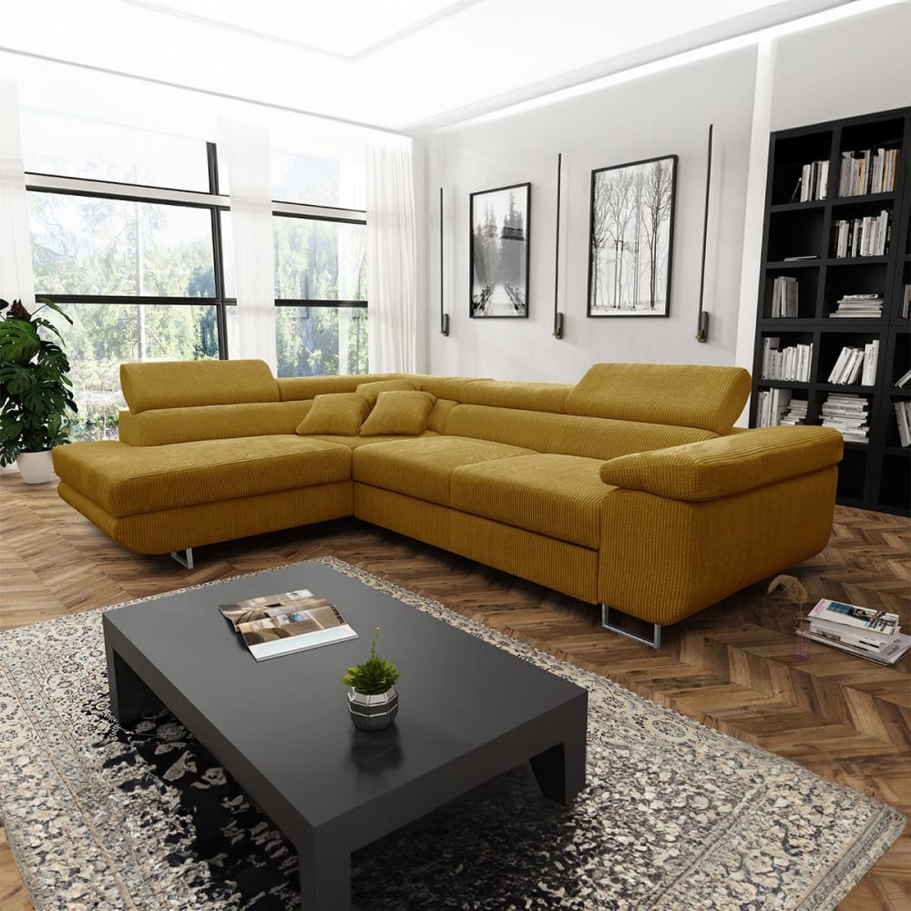 Canapé d'angle convertible gauche bois de pin jaune - Maisons du Monde