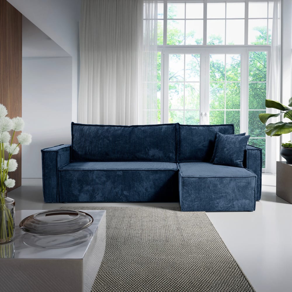 Petits meubles Canapé d'angle réversible convertible bois de pin bleu