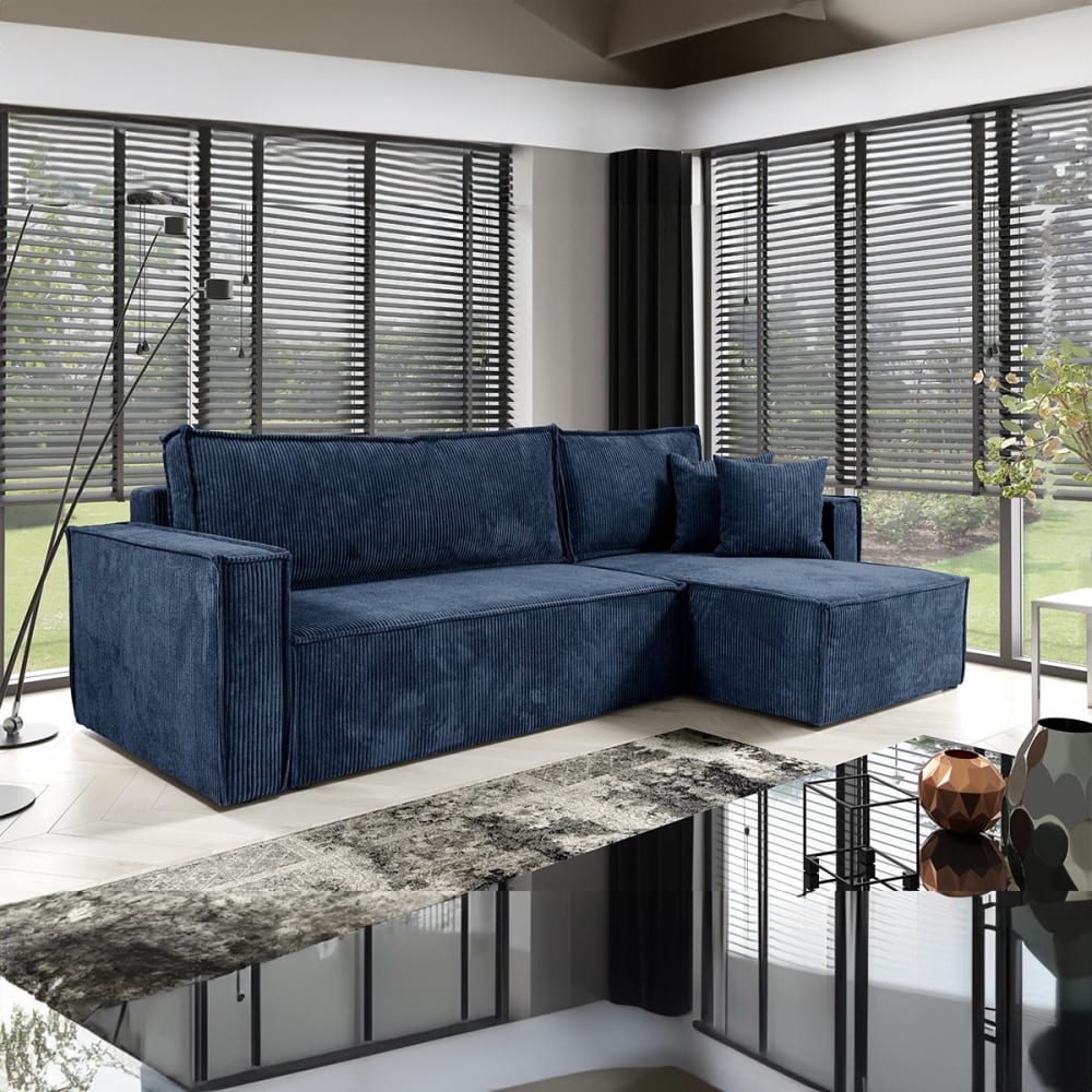 Canapé d'angle réversible convertible bois de pin bleu - Maisons du Monde