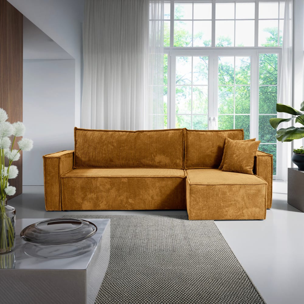 Petits meubles Canapé d'angle réversible convertible bois de pin jaune