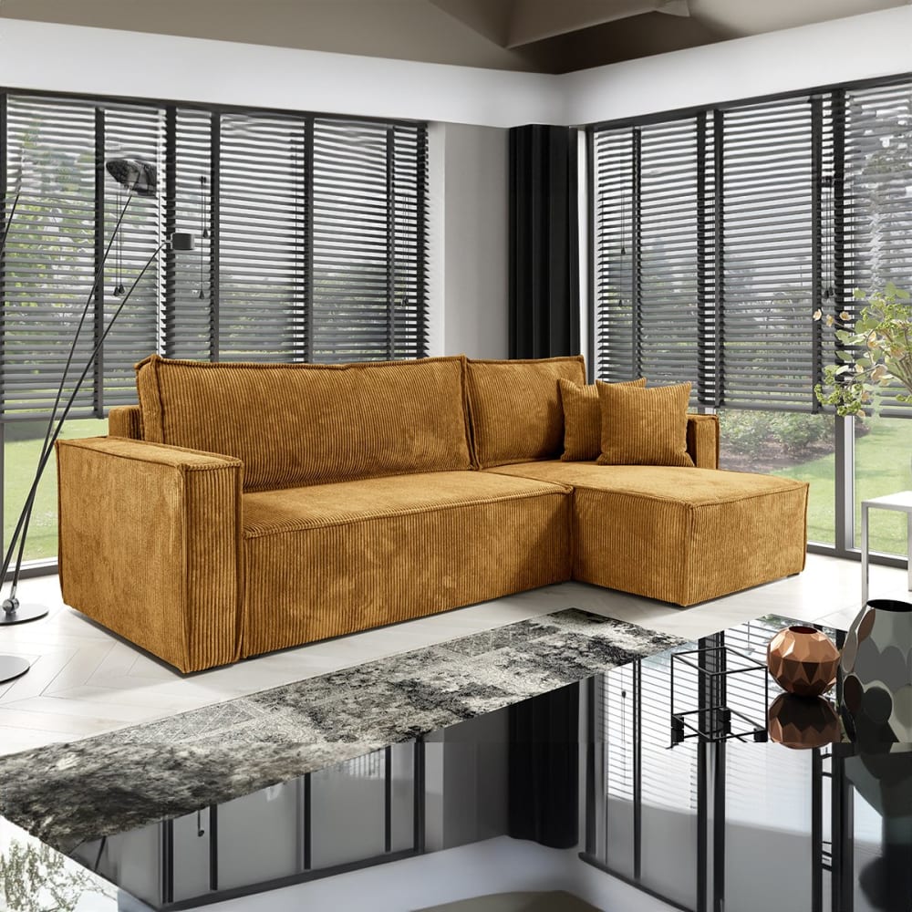Canapé d'angle réversible convertible bois de pin jaune - Maisons du Monde