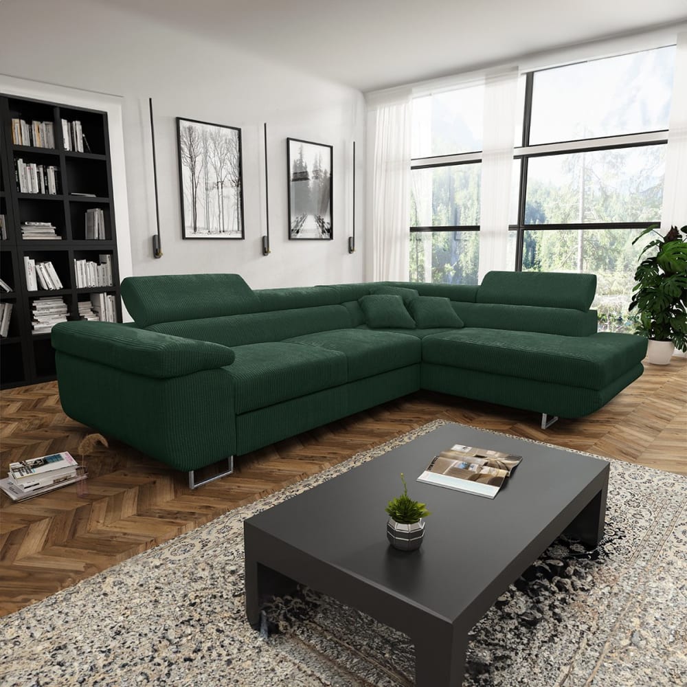 Canapé d'angle convertible droit bois de pin vert - Maisons du Monde
