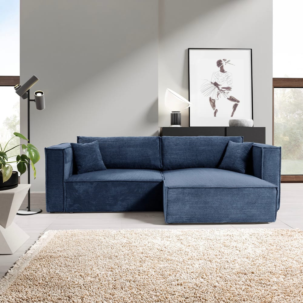 Petits meubles Canapé d'angle réversible convertible bois de pin bleu