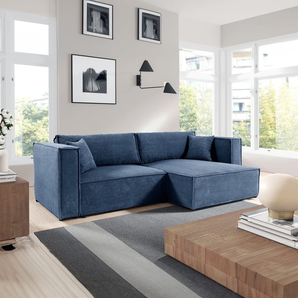 Canapé d'angle réversible convertible bois de pin bleu - Maisons du Monde