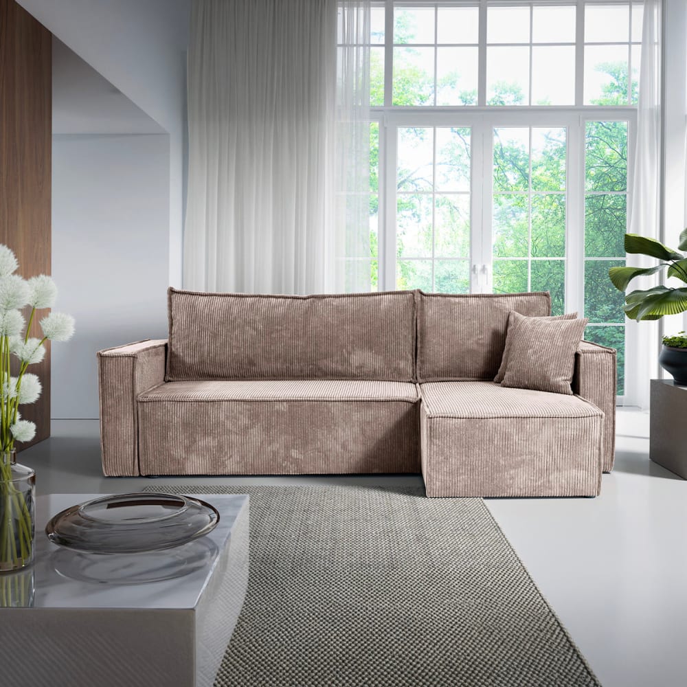 Petits meubles Canapé d'angle réversible convertible bois de pin marron