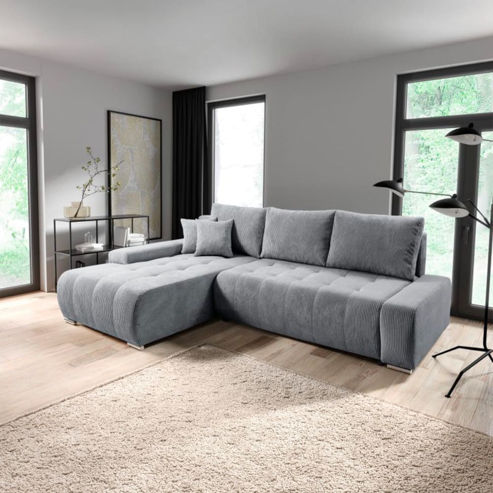 Petits meubles Ecksofa links umwandelbar 4-sitzig Kiefernholz Hellgrau - -