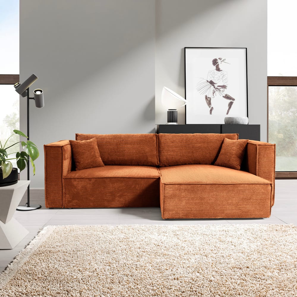 Petits meubles Canapé d'angle réversible convertible bois de pin orange