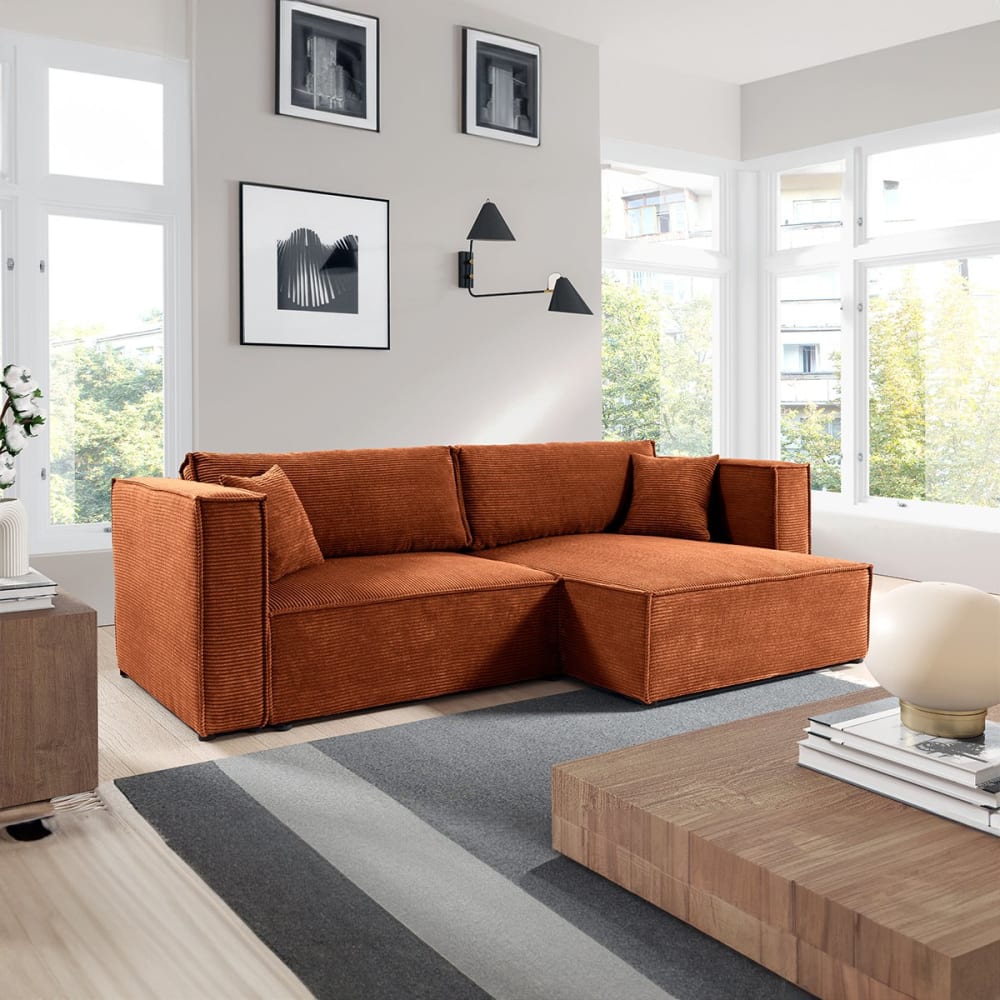 Canapé d'angle réversible convertible bois de pin orange - Maisons du Monde