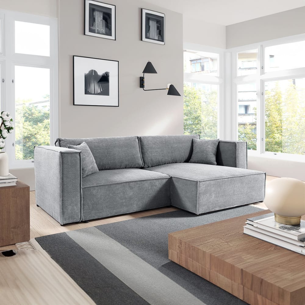 Canapé d'angle réversible convertible bois de pin gris - Maisons du Monde