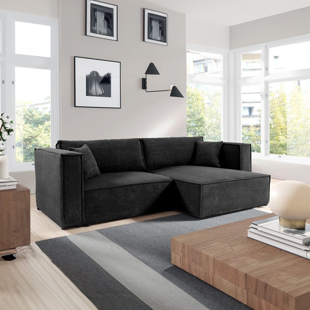 Canapé d'angle réversible convertible bois de pin noir - Maisons du Monde