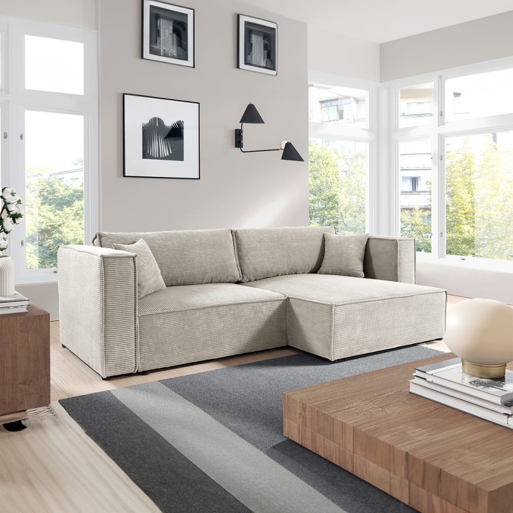 Canapé d'angle réversible convertible bois de pin blanc - Maisons du Monde