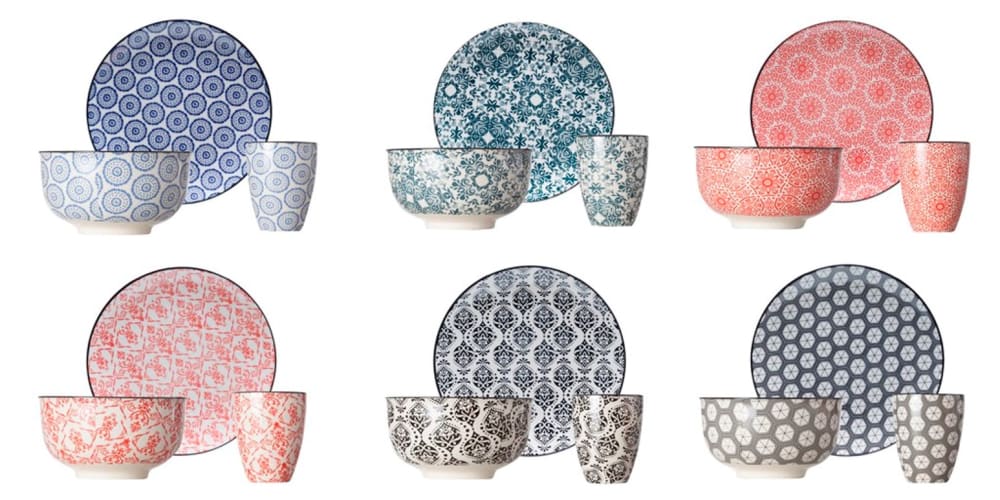 Service petit-déjeuner 18 pièces, Grès, multicolore