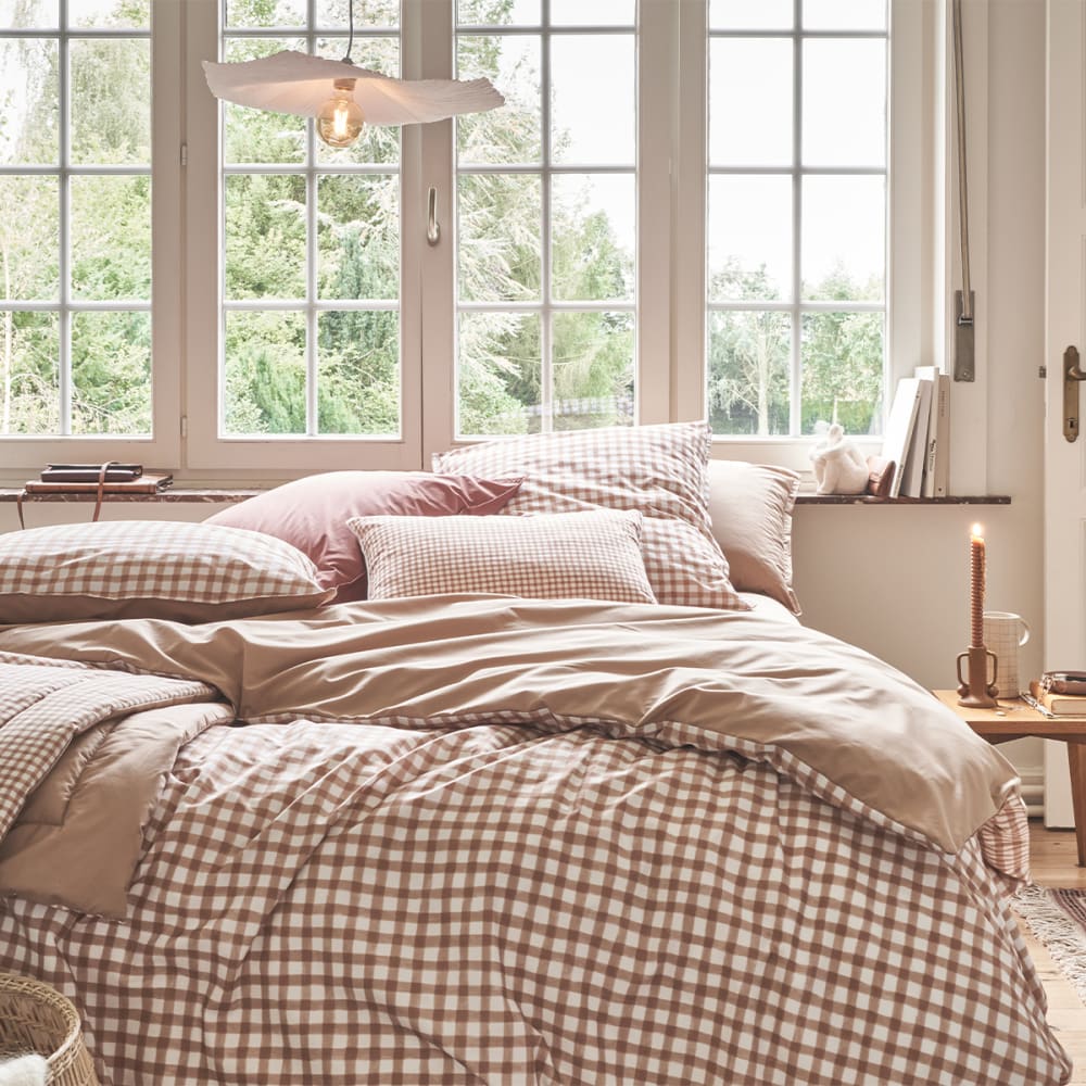 Housse de couette en percale de coton beige dune 260x240