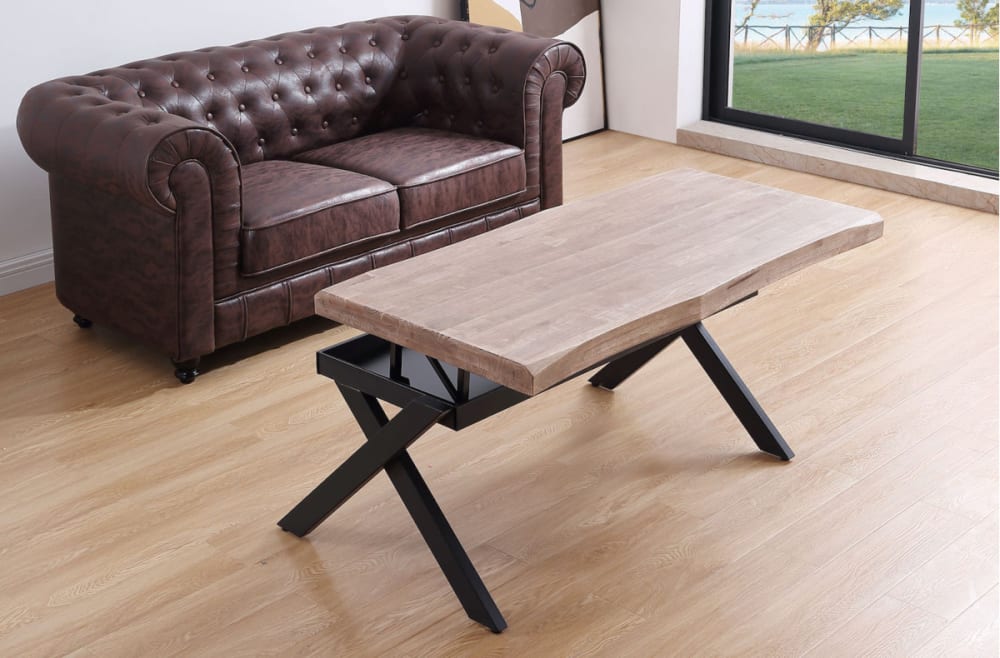 Table basse rehaussable en bois de chêne et acier noir - Maisons du Monde