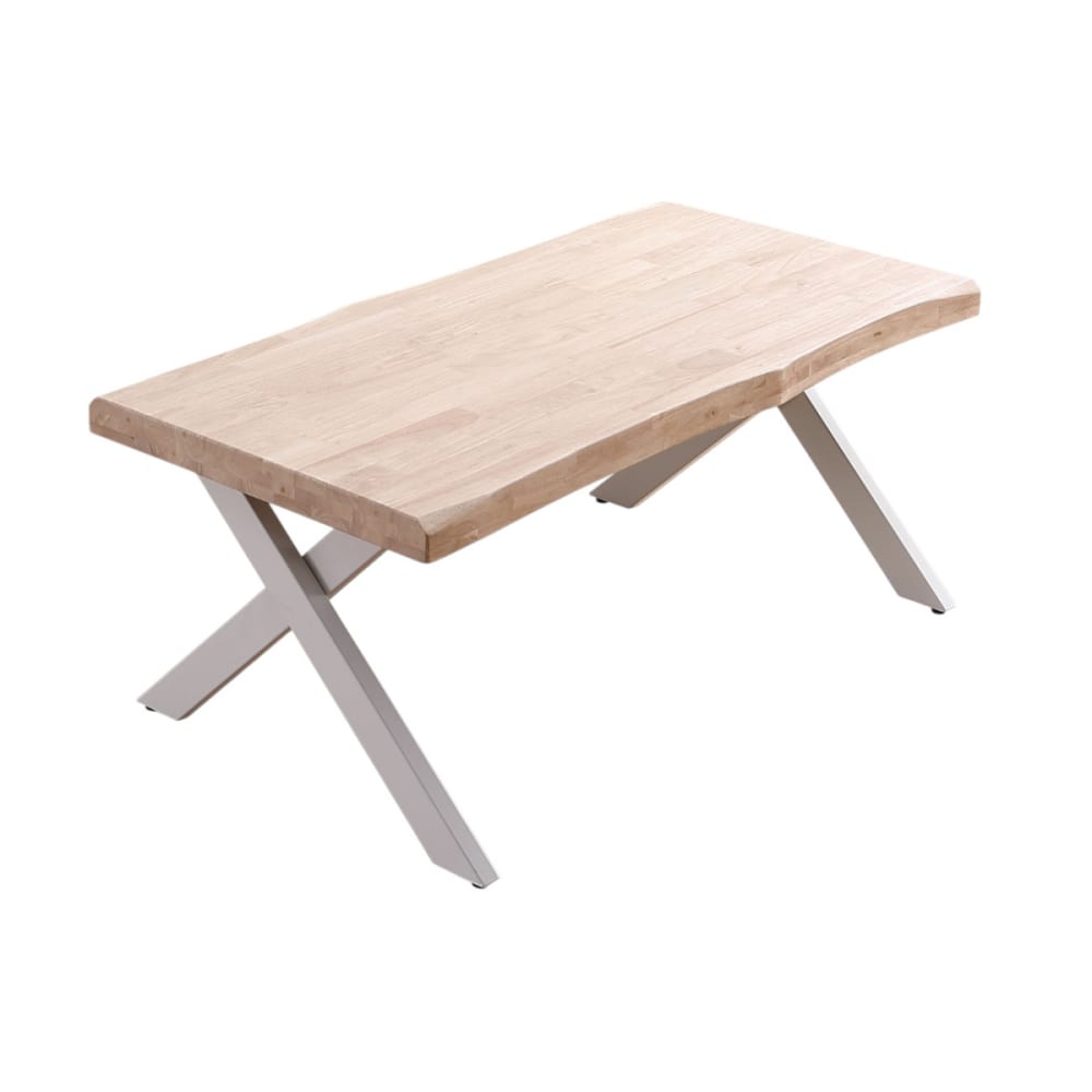 Mathi Design Table basse rehaussable en bois et acier blanc style contemporain Blanc Bois - 120x47x66cm
