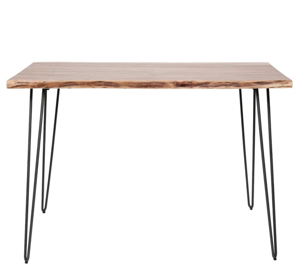 Mathi Design Hoher Stehtisch aus Akazienholz mit schwarzem Stahlgestell style vintage Braun