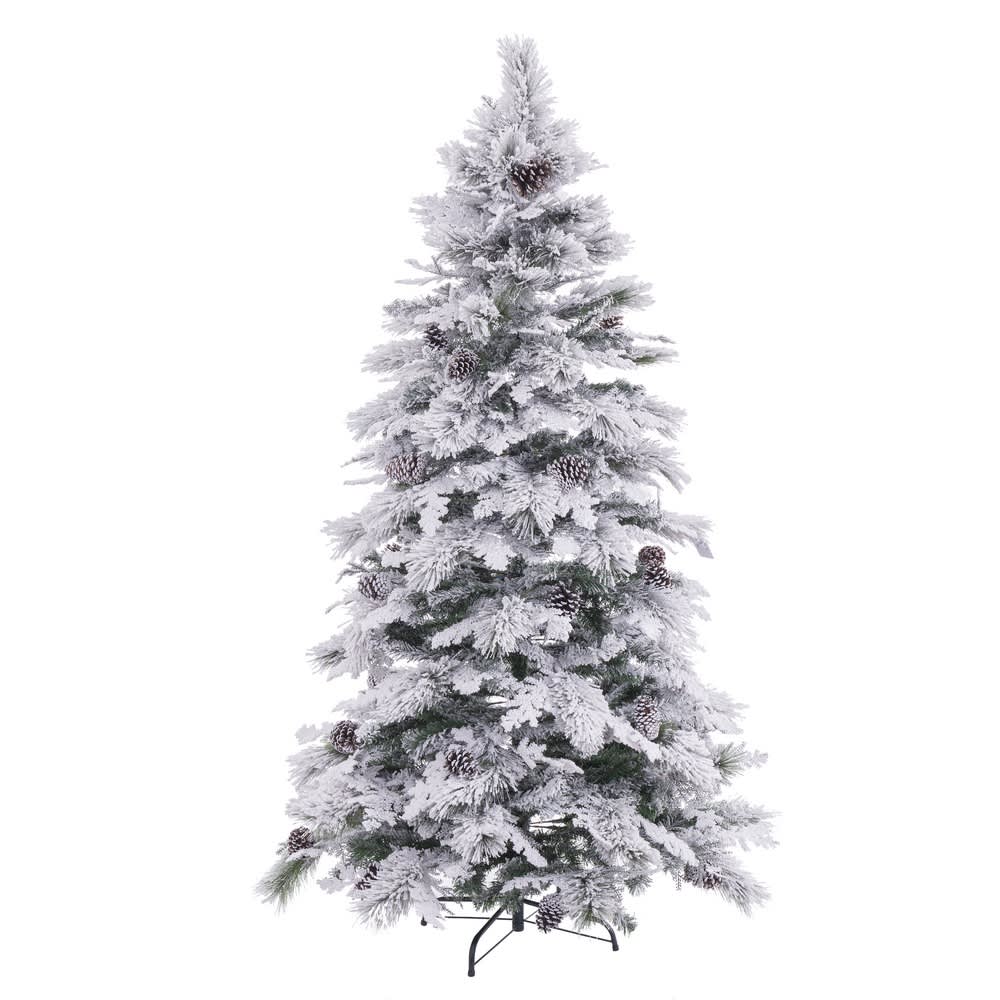 Árbol de Navidad artificial con nieve blanco y verde de PVC y metal