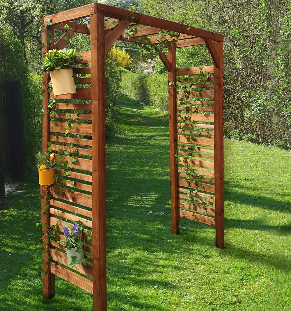 Pergola en pin teinté brun - Maisons du Monde