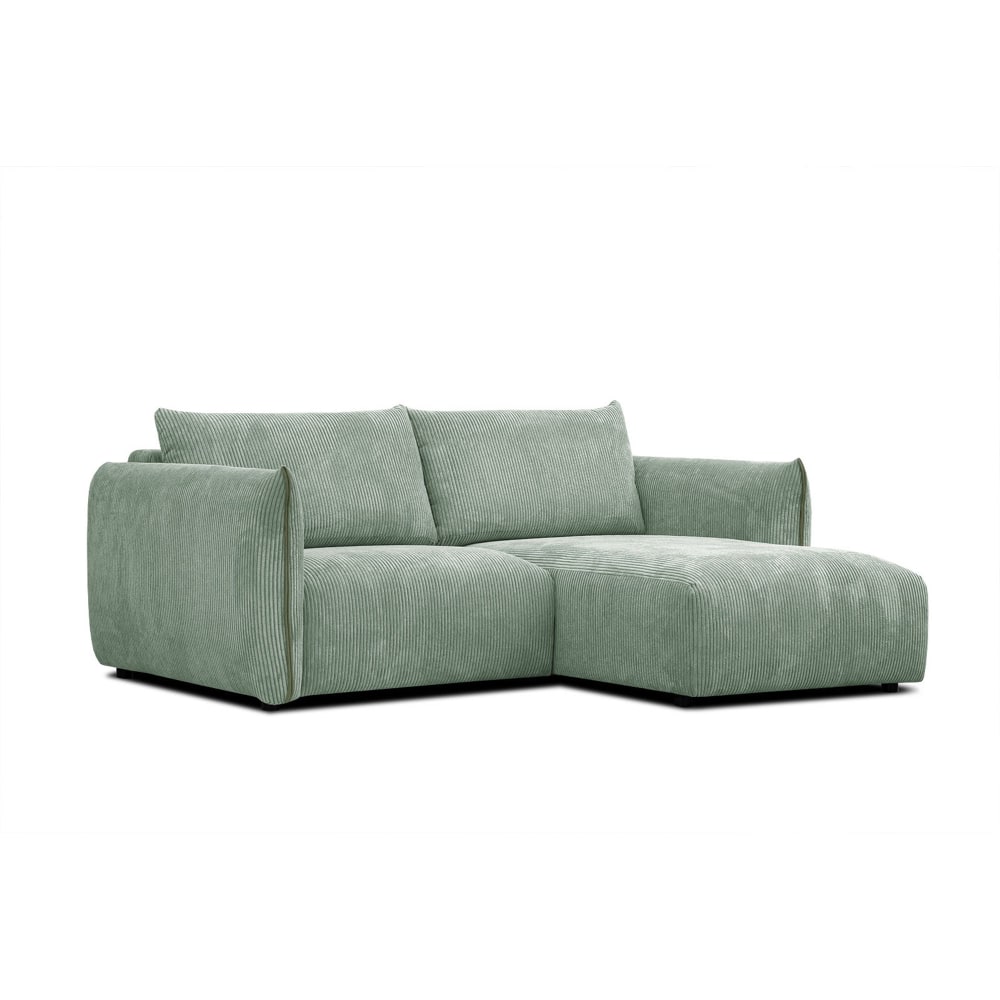 Canapé d'angle droit 3 places tissu vert menthe
