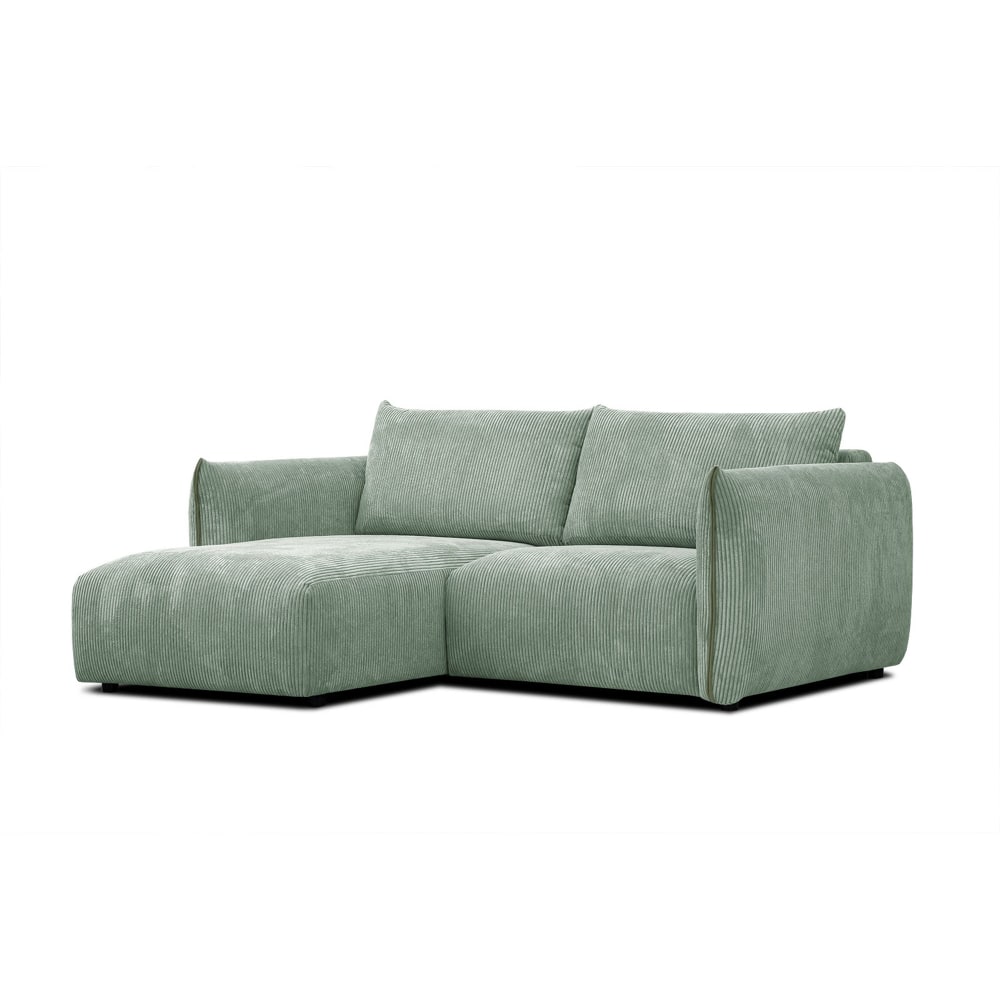 Canapé d'angle gauche 3 places tissu vert menthe