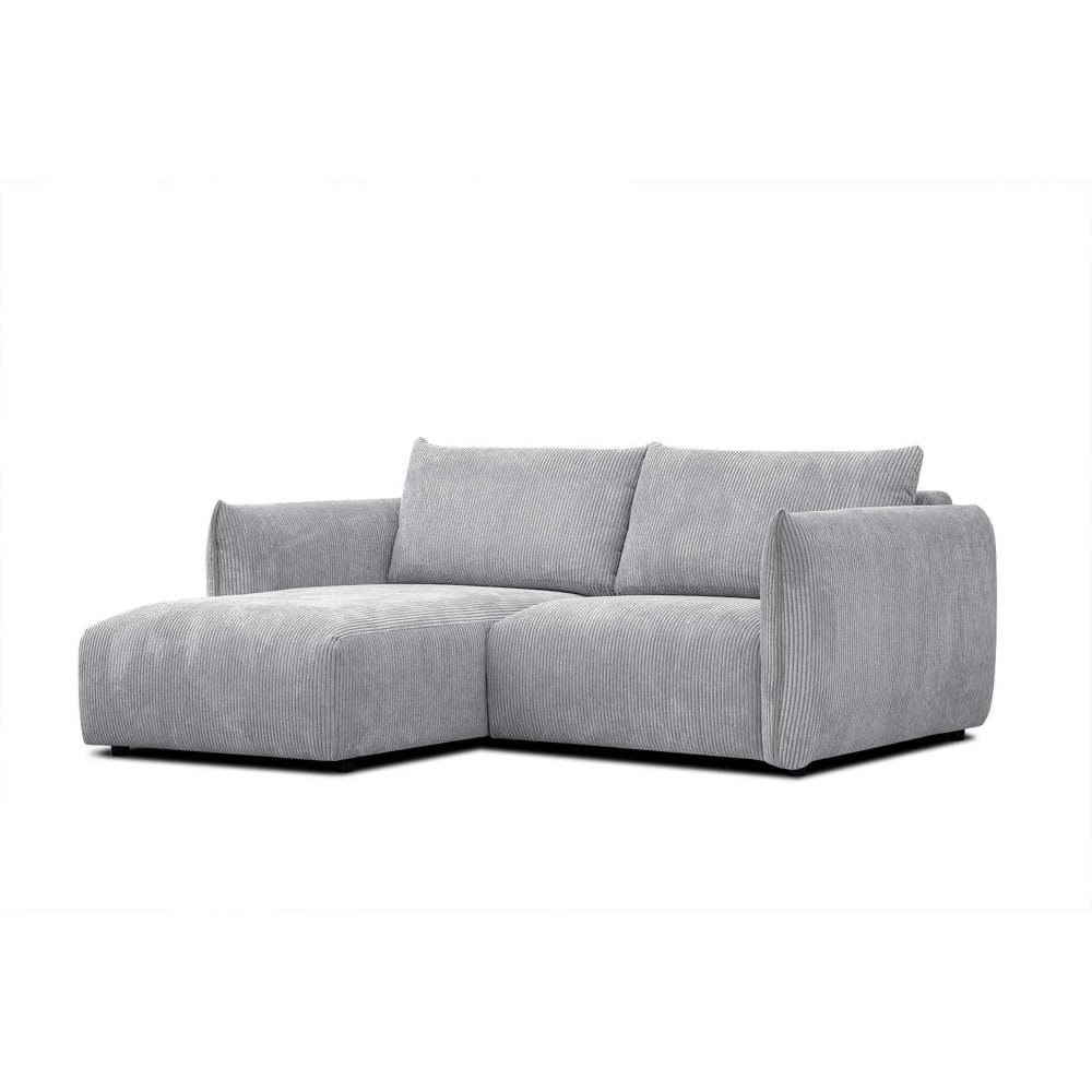 Canapé d'angle gauche 3 places tissu gris clair