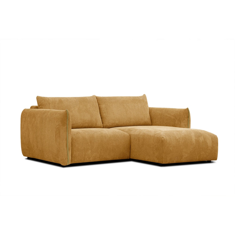 Canapé d'angle droit 3 places tissu safran